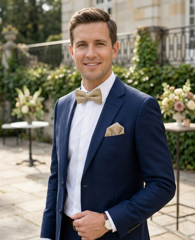 Fliege Beige Nr. 1 Herren aus Leinen «Basile»