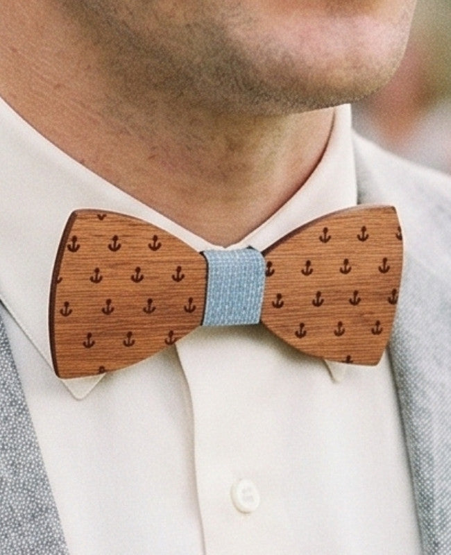 Fliege Blau Herren aus Holz „Côme"