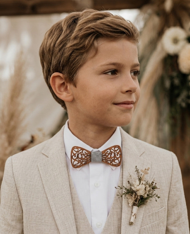 Noeud Papillon Gris Enfant en Bois «Hercule»