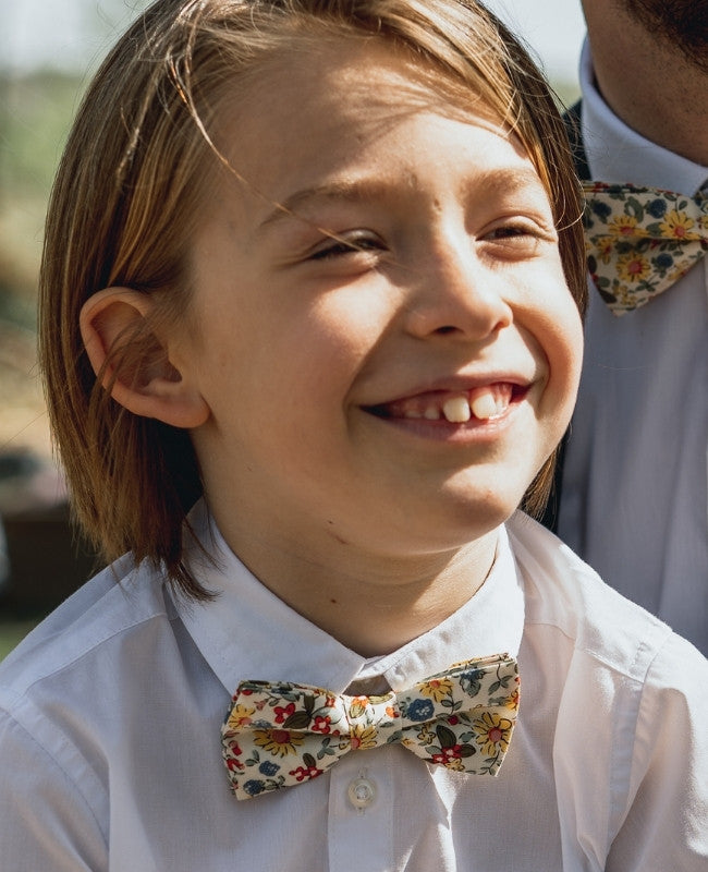 Noeud Papillon Liberty Blanc n°5 Enfant en Coton «Charles»