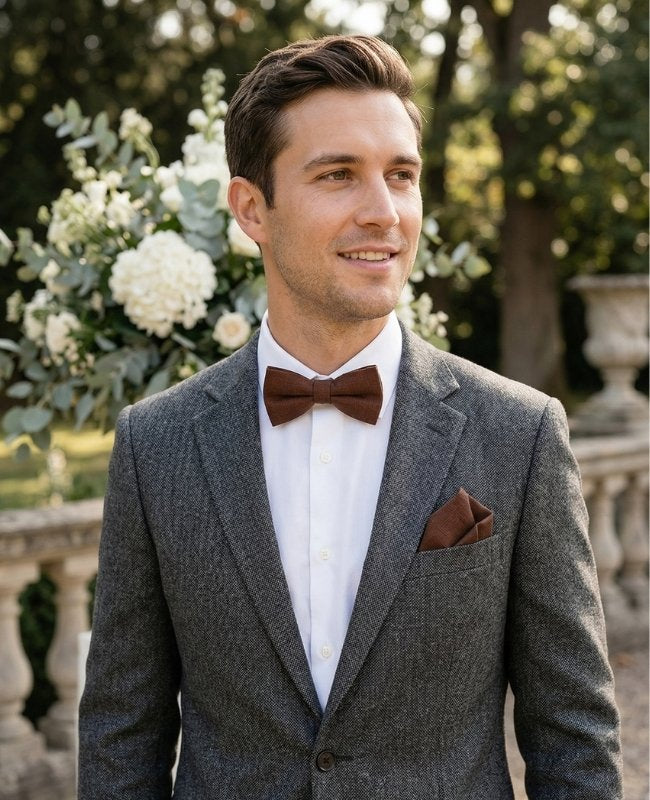 Noeud Papillon Marron n°2 Homme en Lin «Basile»