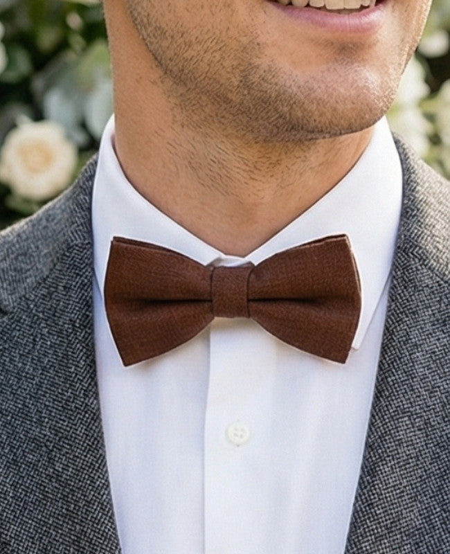 Noeud Papillon Marron n°2 Homme en Lin «Basile»