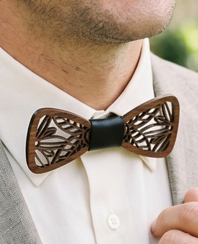 Fliege Schwarz Herren aus Holz „César"