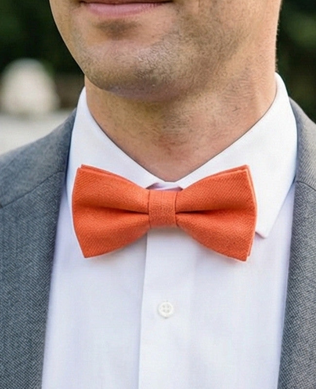 Fliege Orange Nr. 1 Herren aus Leinen «Basile»