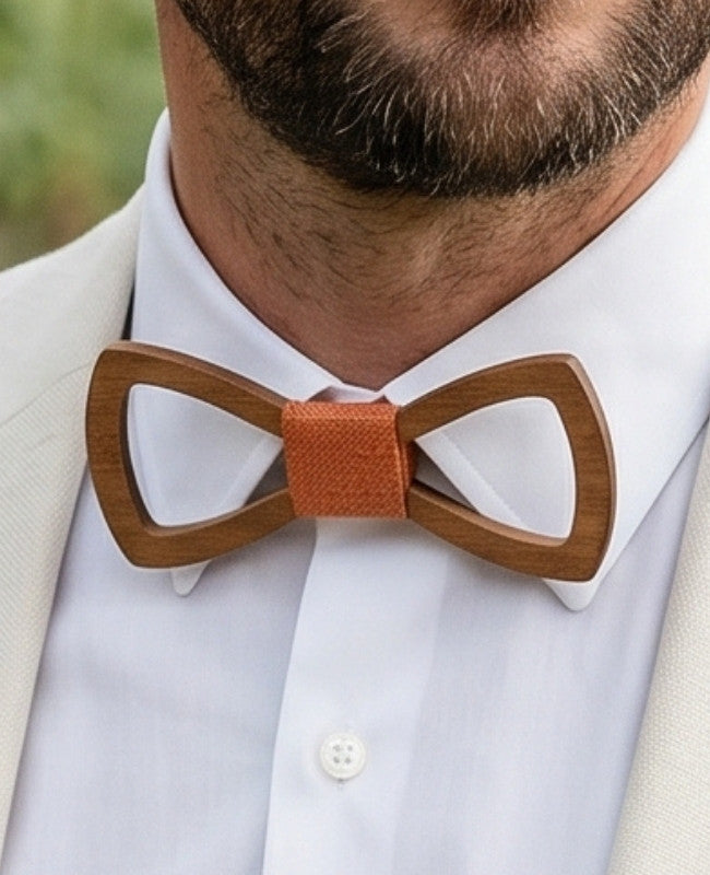 Fliege Orange Herren aus Holz „Émile"