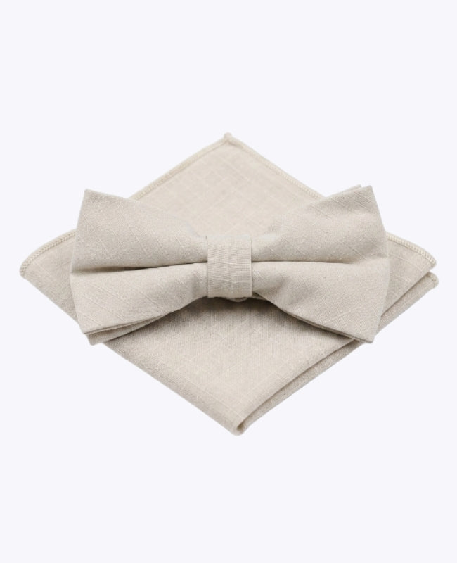 Fliege + Einstecktuch Beige Nr.1 Herren aus Baumwolle „Oscar"