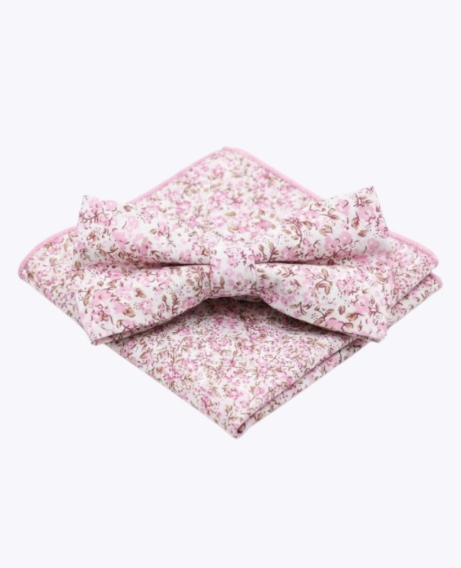 Fliege + Einstecktuch Liberty Rosa Nr.4 Herren aus Baumwolle „Gaspard"