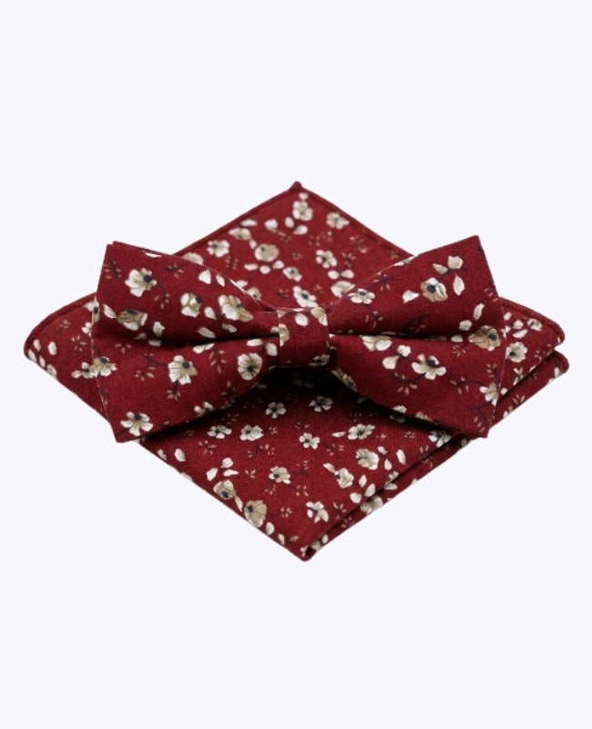 Fliege + Einstecktuch Liberty Rot Nr.1 Herren aus Baumwolle „Gaspard"