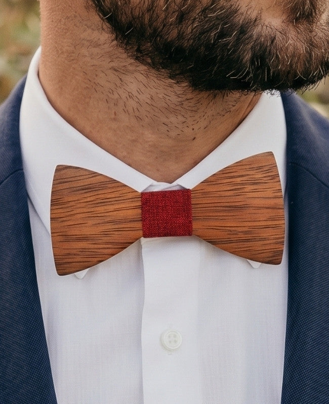 Noeud Papillon Rouge Homme en Bois «Arsène»