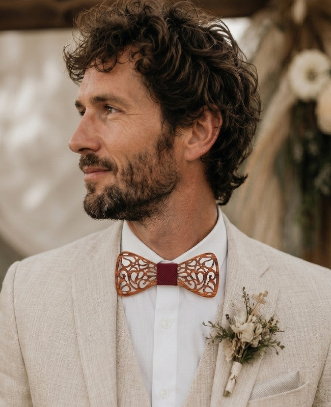 Noeud Papillon Rouge Homme en Bois «Hercule»