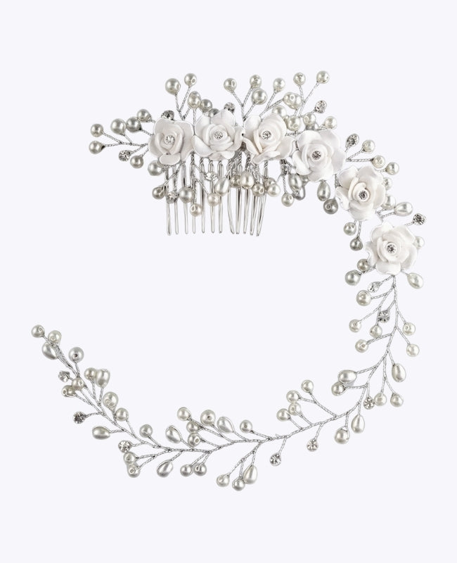 Blumenkamm Silberfarben Nr. 4 Damen «Élise»