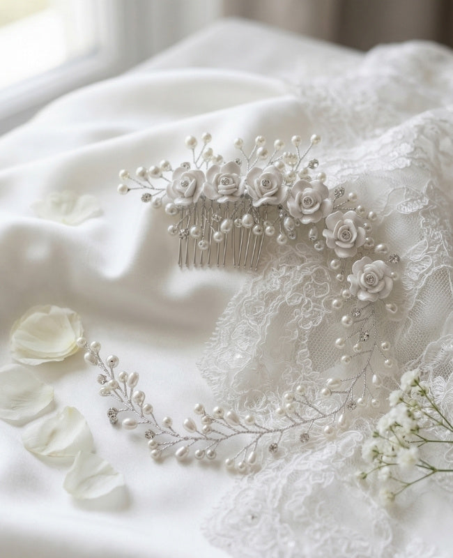 Haarkamm Geblümt Silber n°4 Damen «Élise»