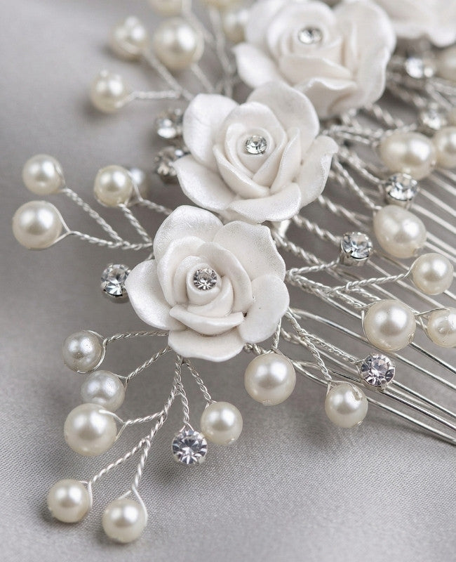 Haarkamm Geblümt Silber n°4 Damen «Élise»