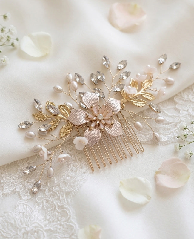 Haarkamm Geblümt Gold n°4 Damen «Élise»