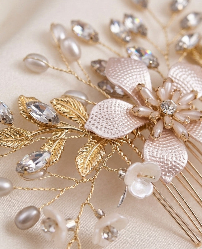 Haarkamm Geblümt Gold n°4 Damen «Élise»