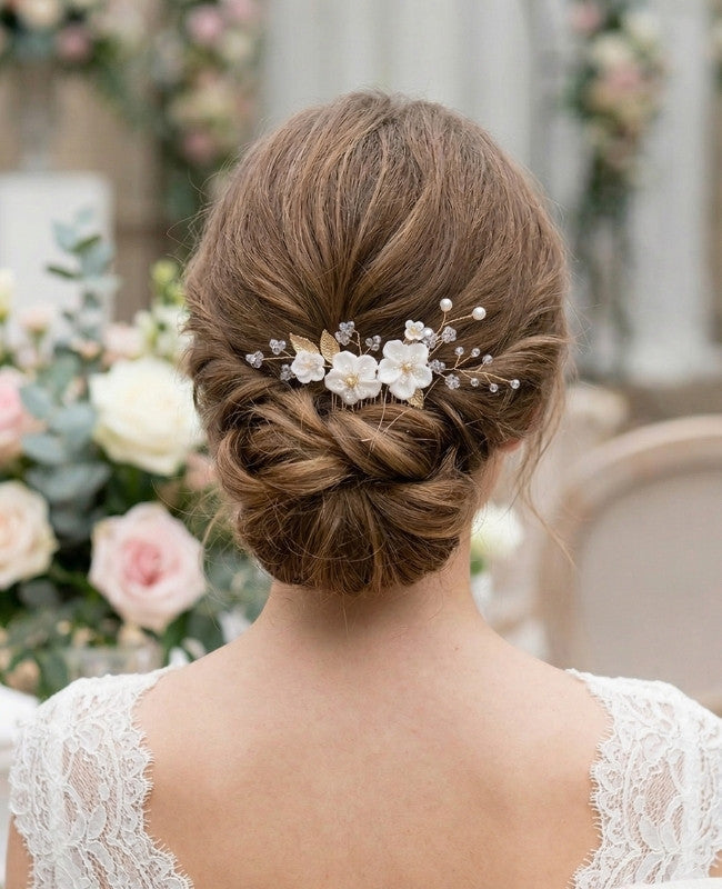 Haarkamm Geblümt Gold n°5 Damen «Élise»