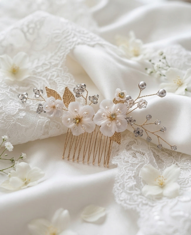 Haarkamm Geblümt Gold n°5 Damen «Élise»