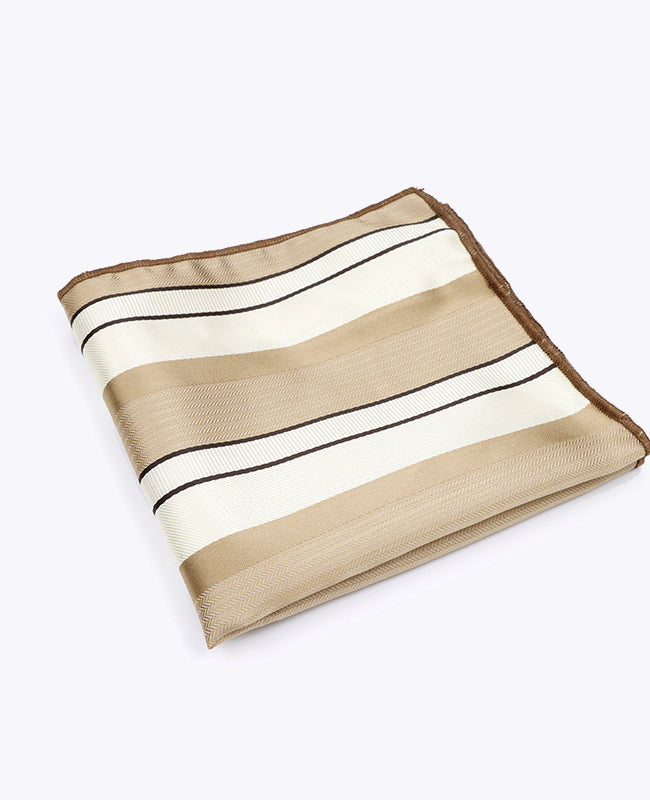 Einstecktuch Beige Nr. 1 gestreift Herren aus Polyester «Edmond»