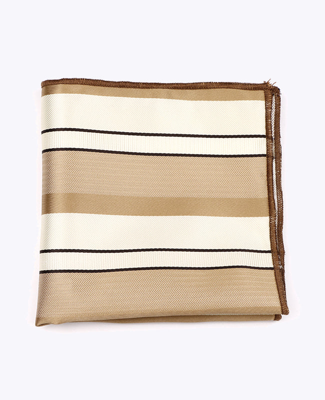 Einstecktuch Beige Nr. 1 gestreift Herren aus Polyester «Edmond»