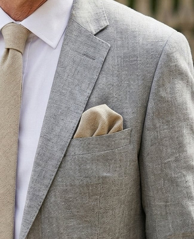 Einstecktuch Beige Nr. 2 Leinen «Basile»