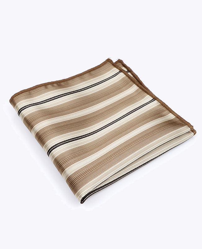 Einstecktuch Beige Nr. 2 gestreift Herren aus Polyester «Edmond»