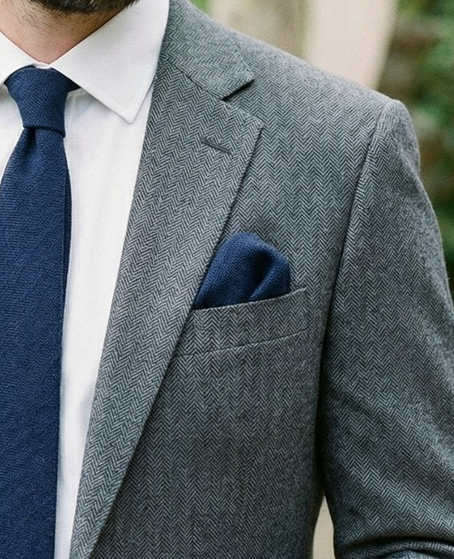 Einstecktuch Blau Nr. 5 Leinen «Basile»