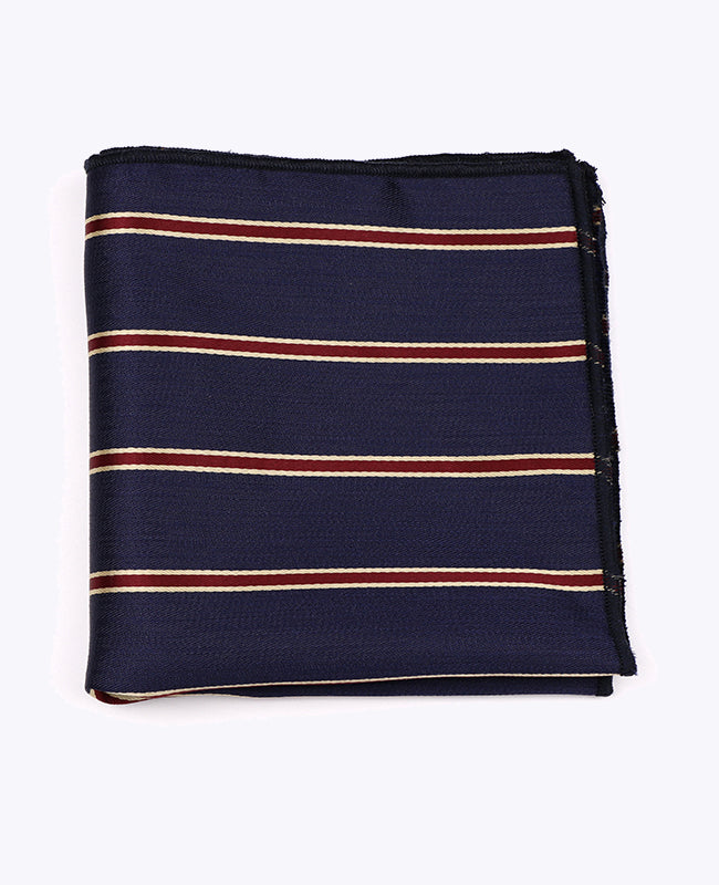 Einstecktuch Blau gestreift Herren aus Polyester «Edmond»