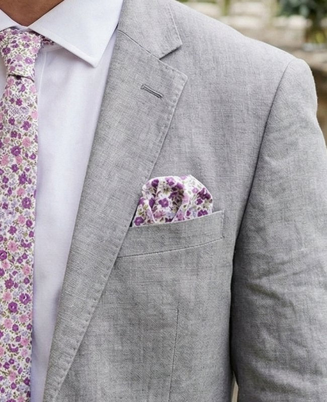 Einstecktuch Liberty Violett aus Baumwolle «Gaspard»