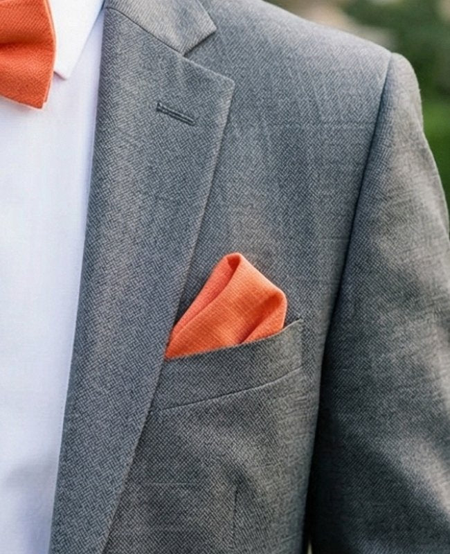 Pochette de Costume Orange n°1 en Lin «Basile»