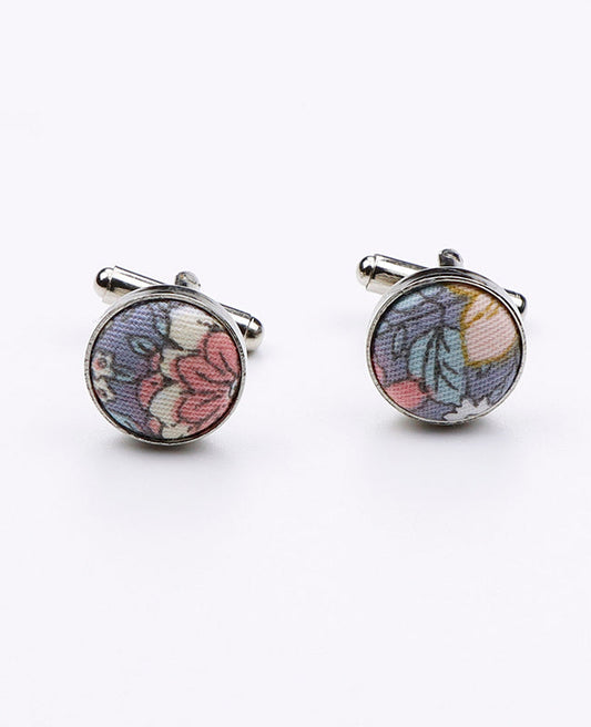 Boutons de Manchette Liberty Gris n°2 en Coton | Gaspard - Unipap's