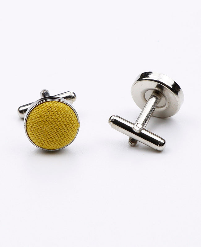 Boutons de Manchette Jaune n°1 en Lin | Basile - Unipap's